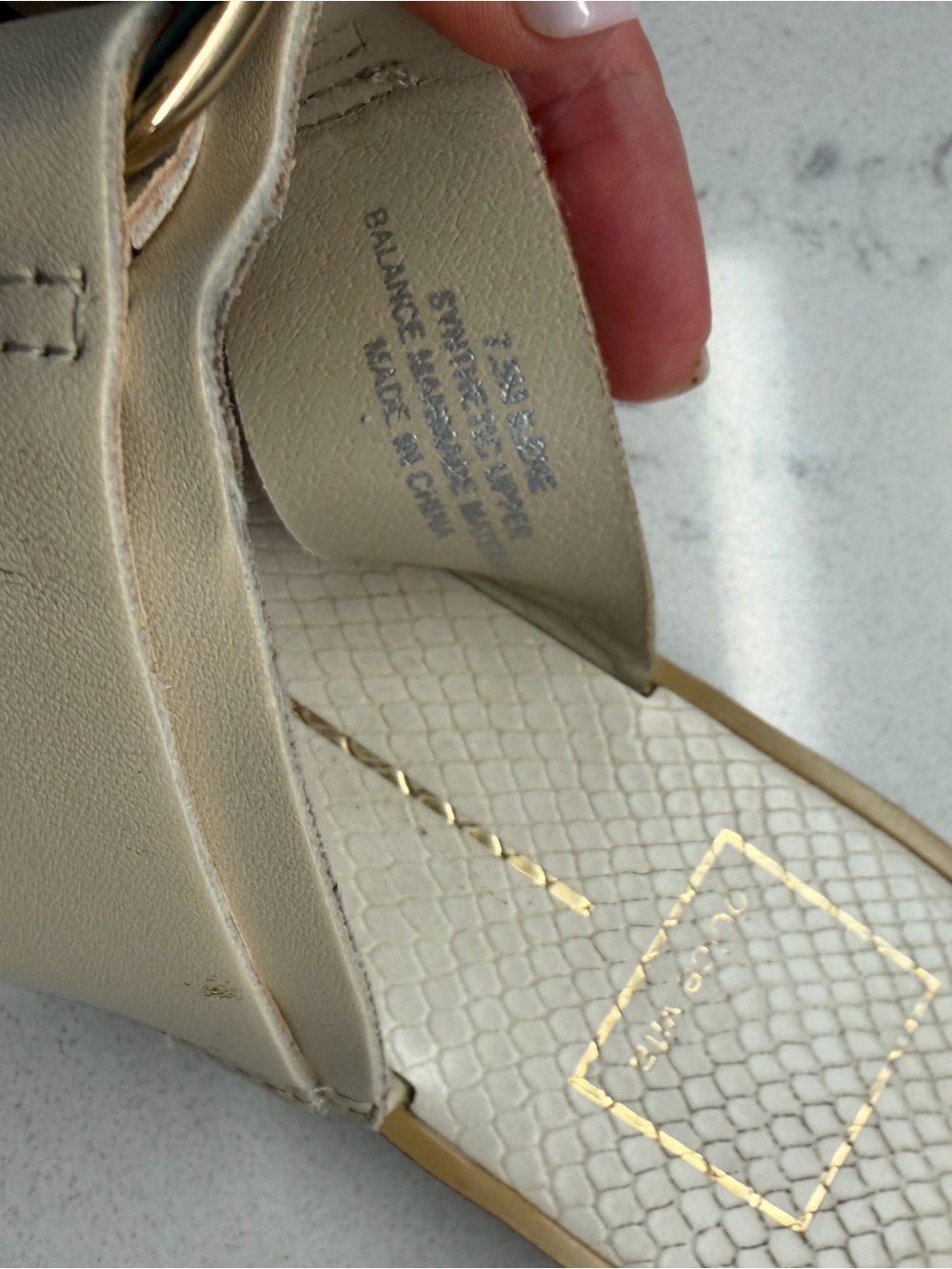 Dolce Vita Cream Thong Sandals with Gold Ring Detail - Picture 7 of 7